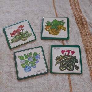 Set of Four Floral Coasters / Vintage Cork Coasters