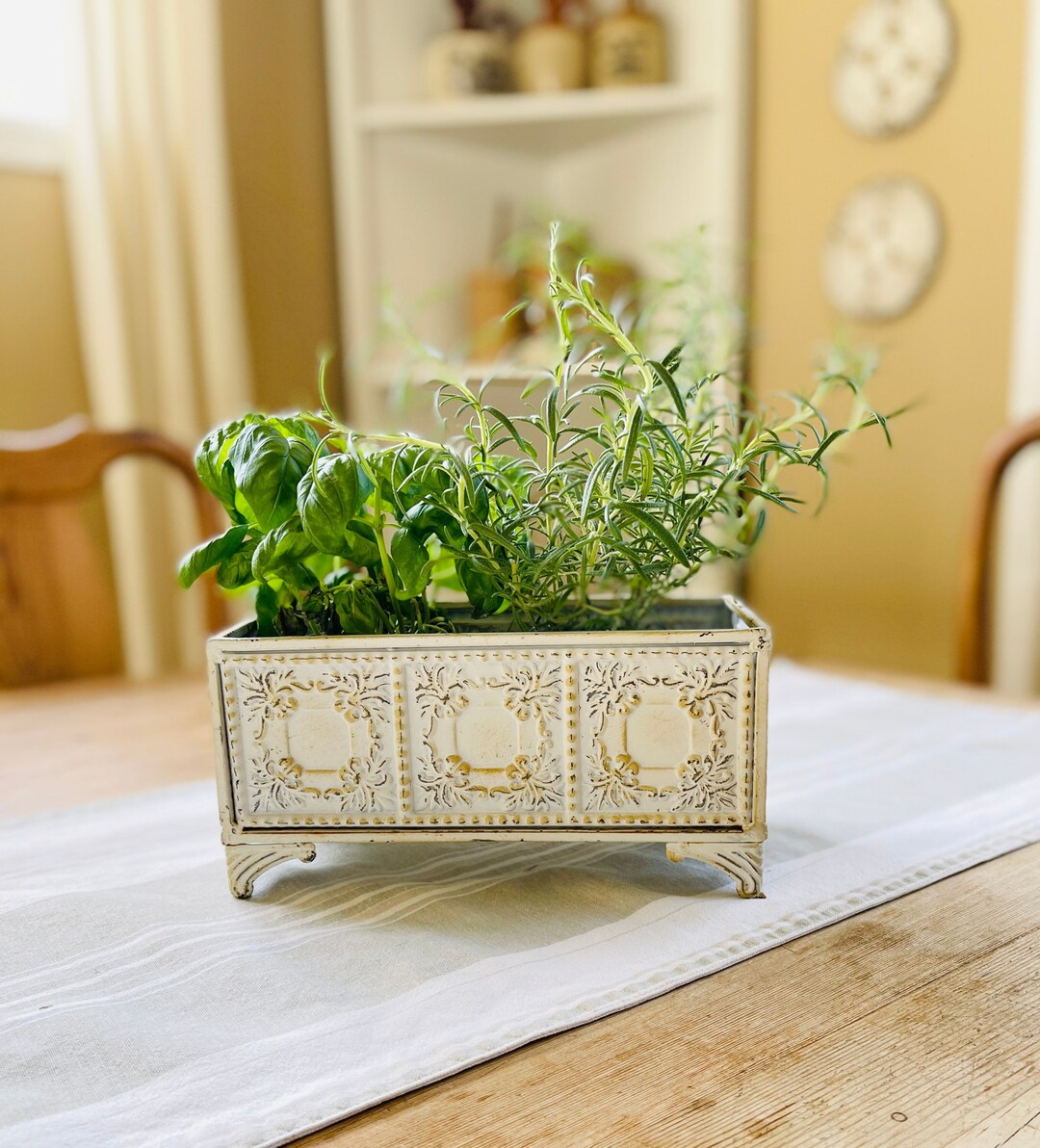 White Metal Box or Container / Herb Planter Etsy