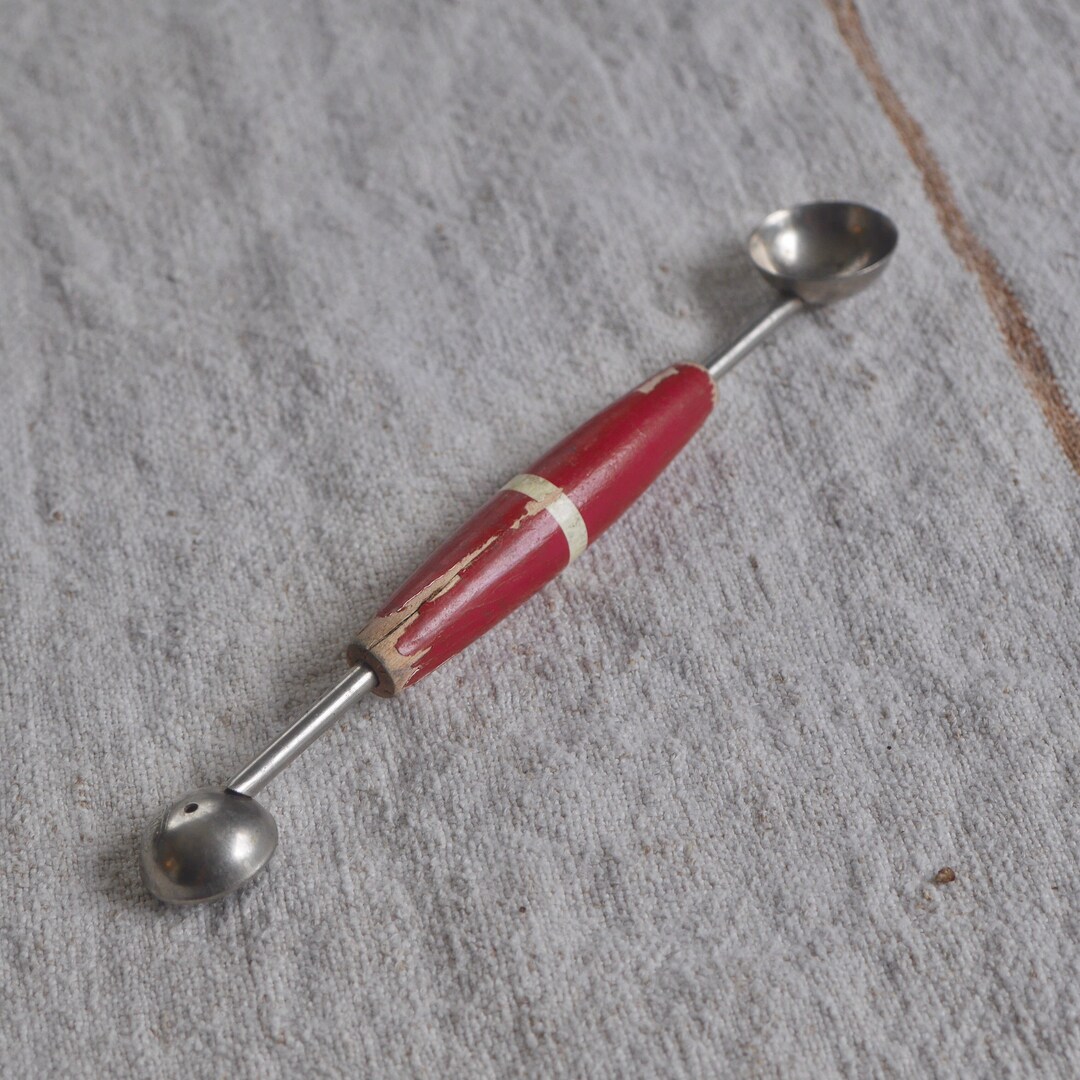 Vintage Melon Baller With Red Wood Handle / Red Wood Handle Kitchen