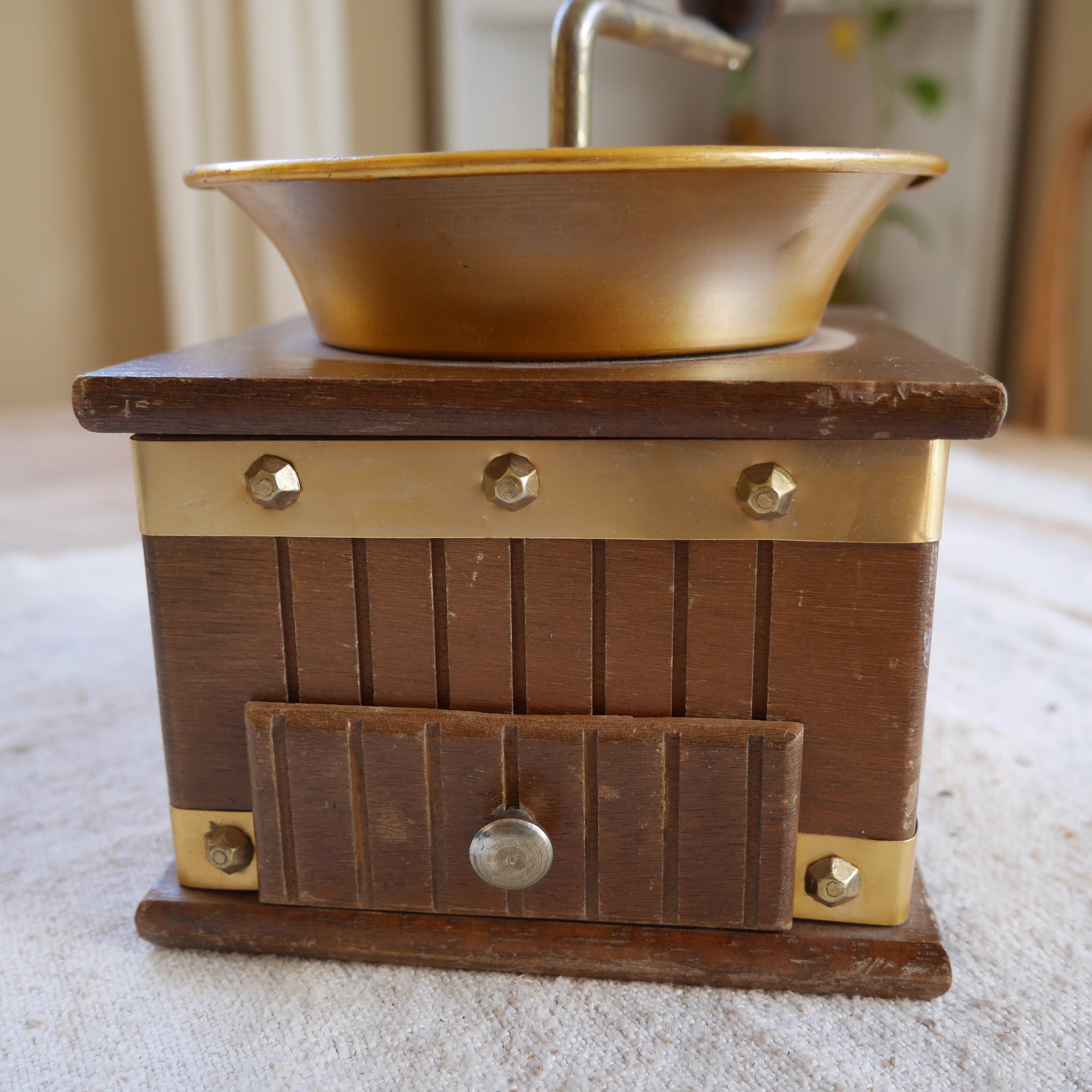 Sold at Auction: Wooden French one Drawer Coffee Grinder With Copper/Brass  Top