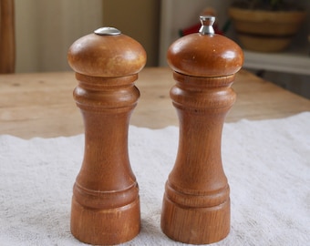 Vintage Mr. Dudley Wood Salt Shaker and Pepper Grinder Set