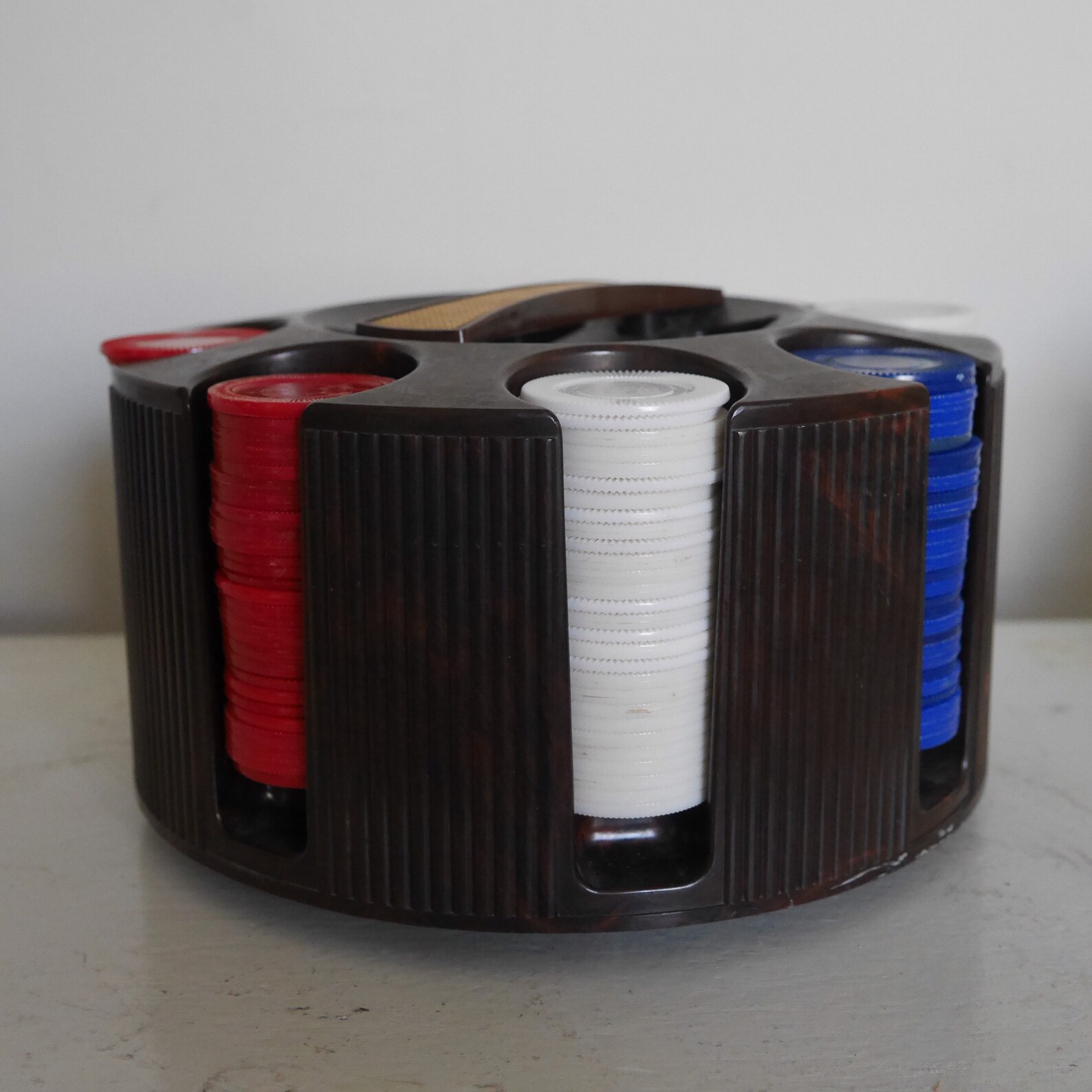 Vintage Poker Chips Caddy / Poker Chips and Cards Holder Etsy