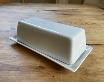 Vintage Porcelain Butter Dish with Lid - Made in Japan
