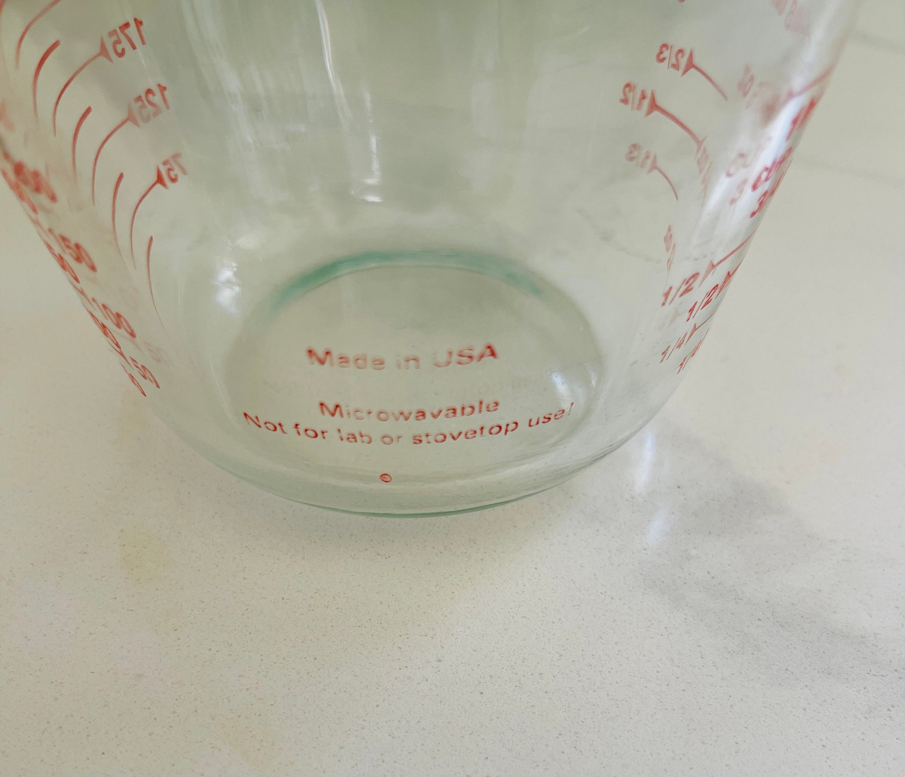 Pyrex® Glass Measuring Cup (c. 1994): 6,253 ppm Lead in the red outside  markings. [90 ppm is unsafe for kids]