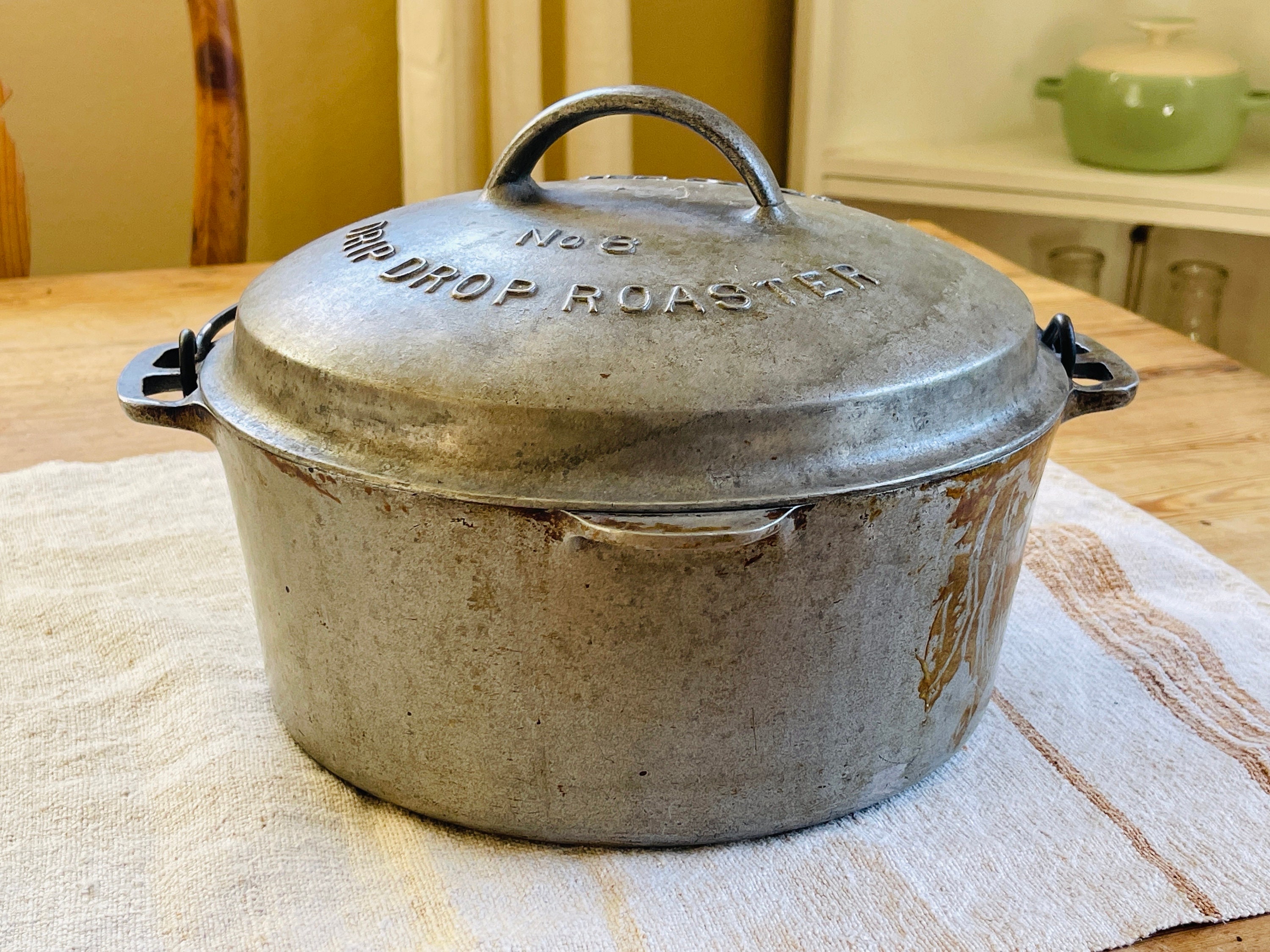 Antique Primitive Wagner Ware Drip Drop Roaster No 8, Wagner Antique Primitive Wagner Ware Drip Drop Roaster No 8, Wagner