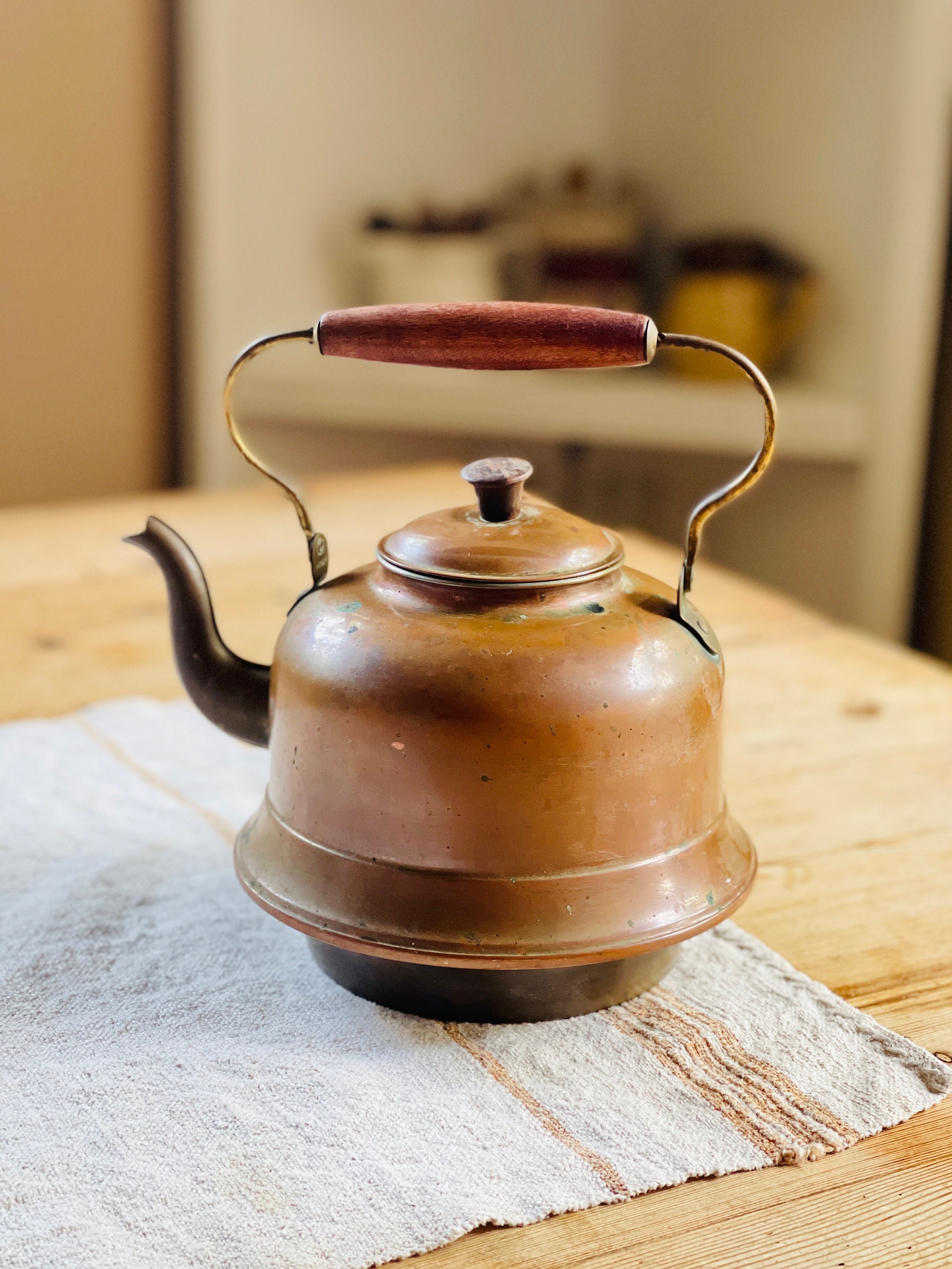 Vintage Mid Century Copper & Brass Teapot Kettle - Made in Holland