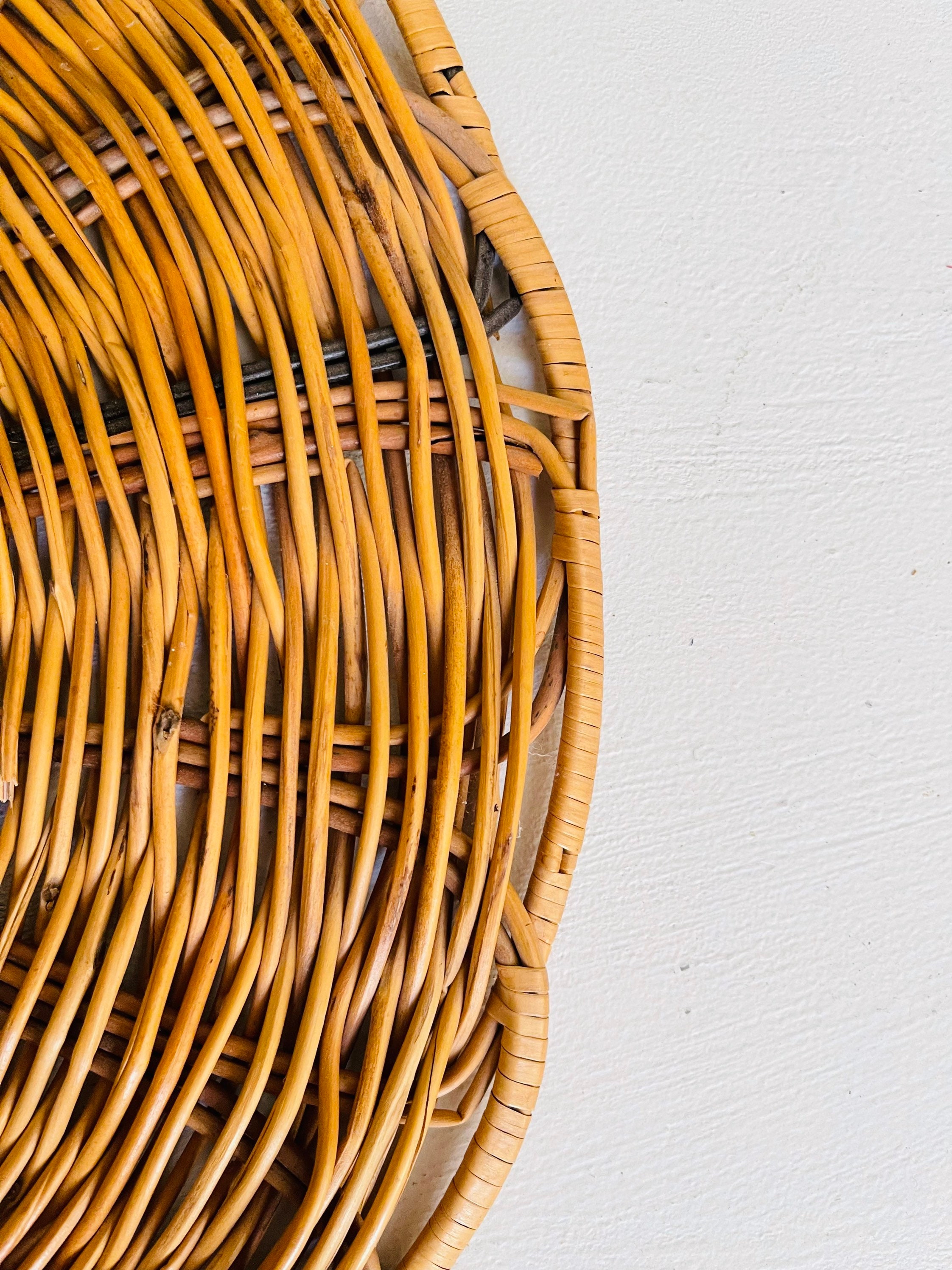 Vintage Flat Round Woven Basket / Wall Decor Hand Woven Basket Etsy UK