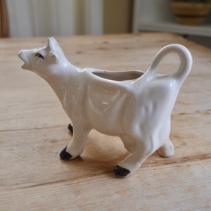 Vintage Cow Creamer / MCM Porcelain White and Black Cow Creamer