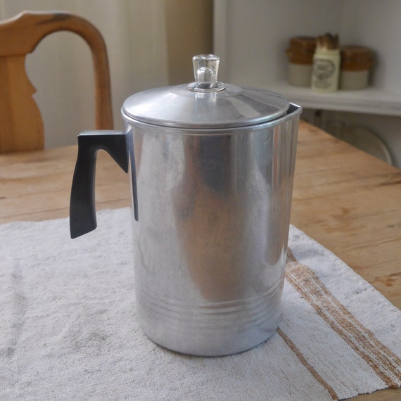 Vintage Chilton Ware Aluminum 14-cup Coffee Pot Black Handle