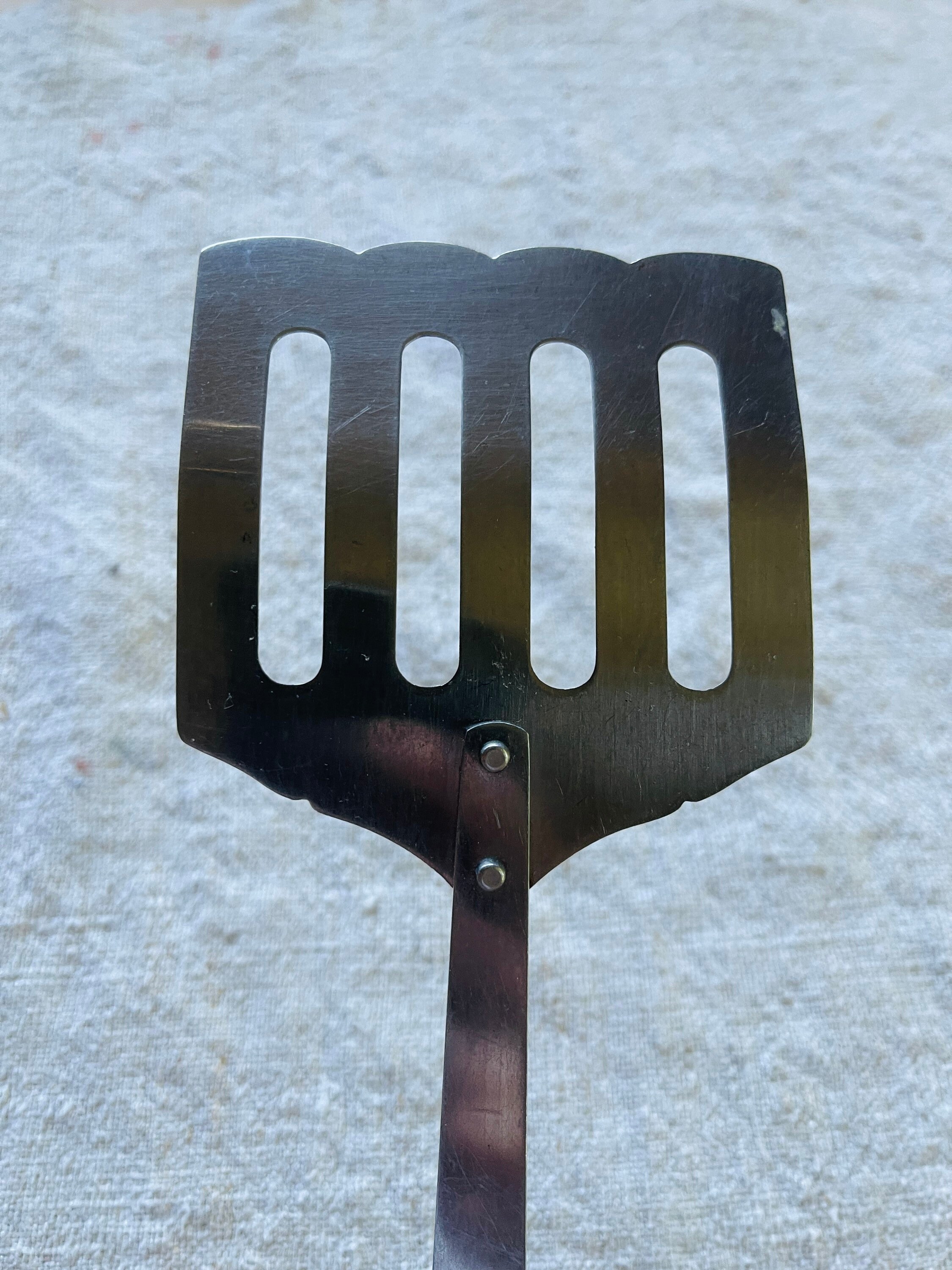 Authentic Vintage Flipper Spatula With Wood Handle / Stainless Steel Spatula  With Wooden Handle Made in Taiwan 