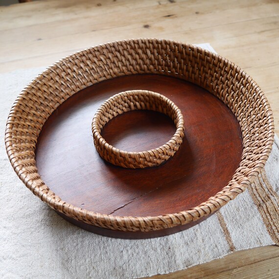 Set de 3 paniers de rangement en osier 46x33.5x38cm Couleur bois Wadiga