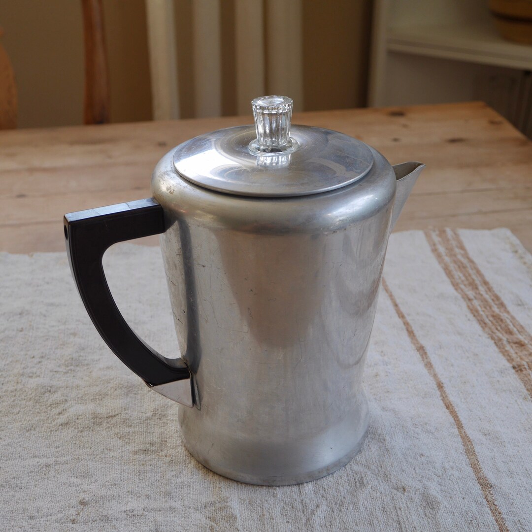 Vintage Aluminum Coffee Pot 1 Liter 1000 Ml Aluminum Camping Percolator  Coffee Maker Camping Spplies Tea Decor Farmhouse Vase Retro Country 