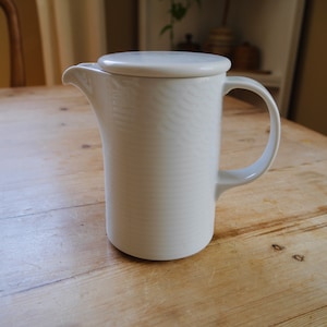 Vintage White Porcelain pitcher by Greek Manufacture Ionia, Fine China Teapot or Coffee Carafe