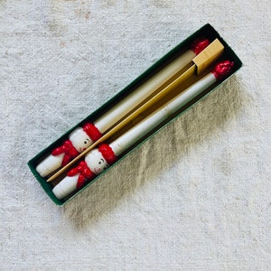 Lenox Decorative Christmas Tapers Snowman Candles 12&quot; White Red / Snowman Christmas Taper Candle from Japan