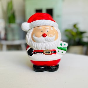 Vintage Santa Claus Cookie Jar / Christmas Cookie Jar / Vintage Christmas Santa Claus Jar with Hat Lid