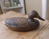 Vintage Duck Decoy from Decoys Unlimited Clinton Iowa Rustic Decoy Duck Antique Weathered Duck Mallard Duck