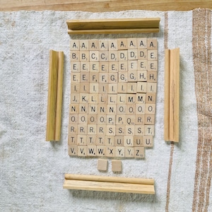 Vintage 1953 Scrabble Wood Tiles and Place Holders