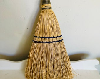 Authentic Vintage Hand Whisk / Whisk Broom with Navy Blue Stitching