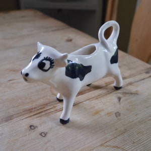 Vintage Cow Creamer in Black and White / Cow with Big Eyes Creamer