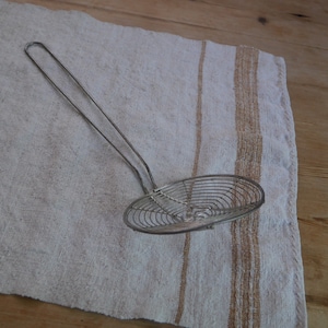 Old Vintage Fryer Skimmer Strainer Spoon / Large Stainless Steel Spoon Strainer or Wok Spoon