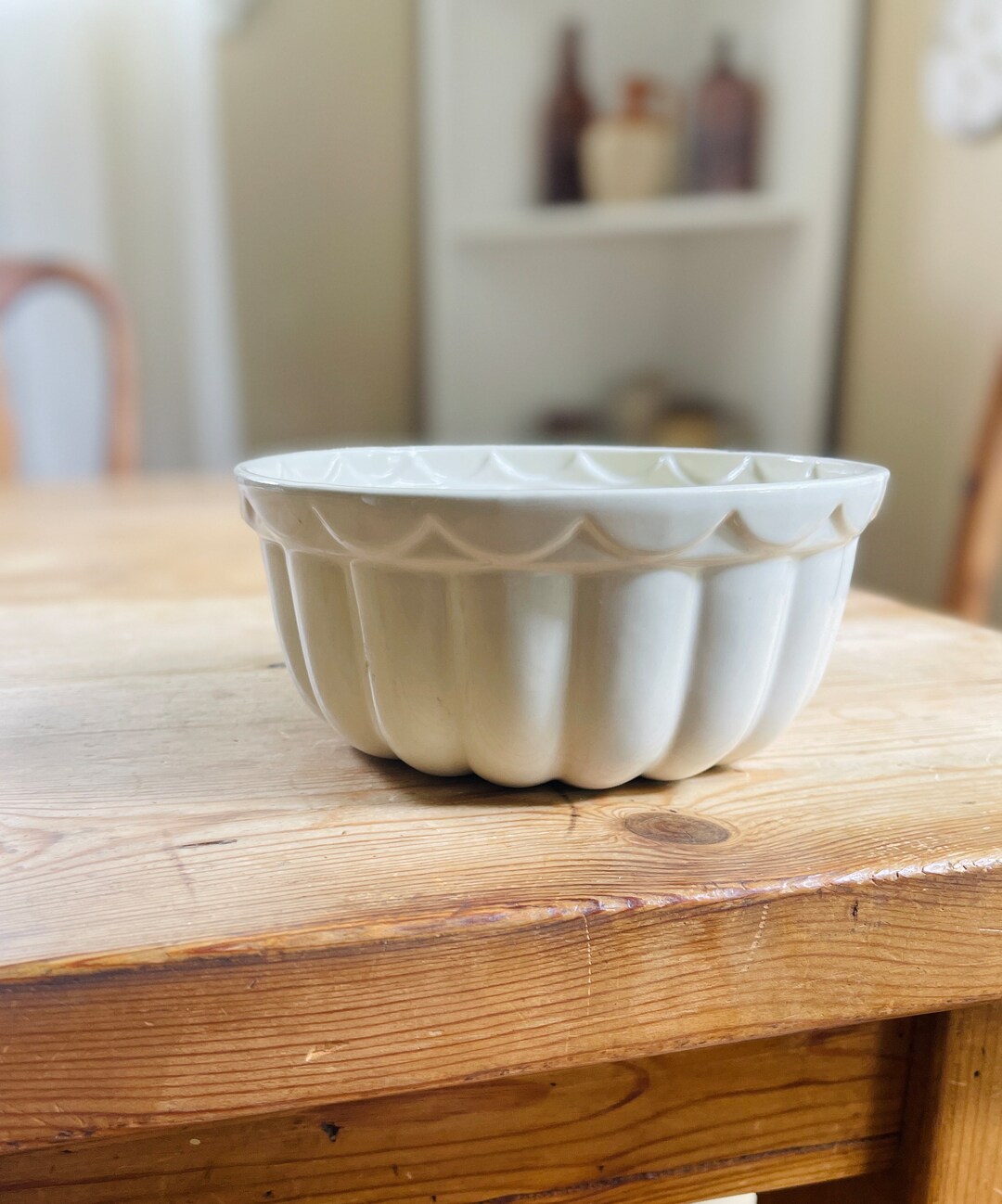 Vintage Pudding Jello Mold, White Stoneware Pudding Bowl Etsy