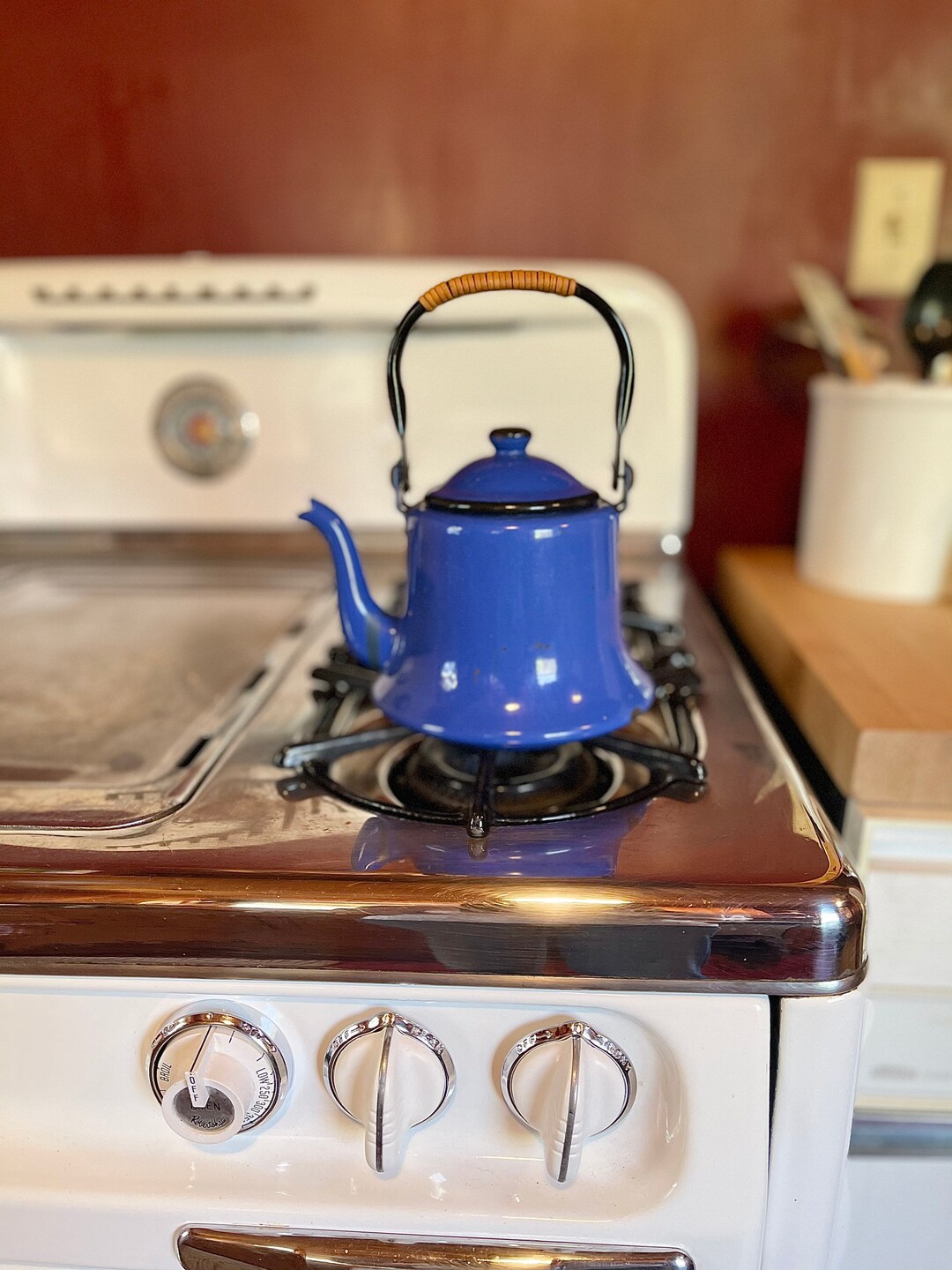 Vintage Blue Enamelware Tea Kettle Made in Japan / Blue Etsy