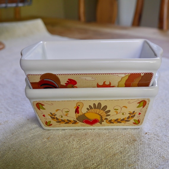 Two Mini Fall Loaf Pans, Vintage Fall Mini Bread Pans 