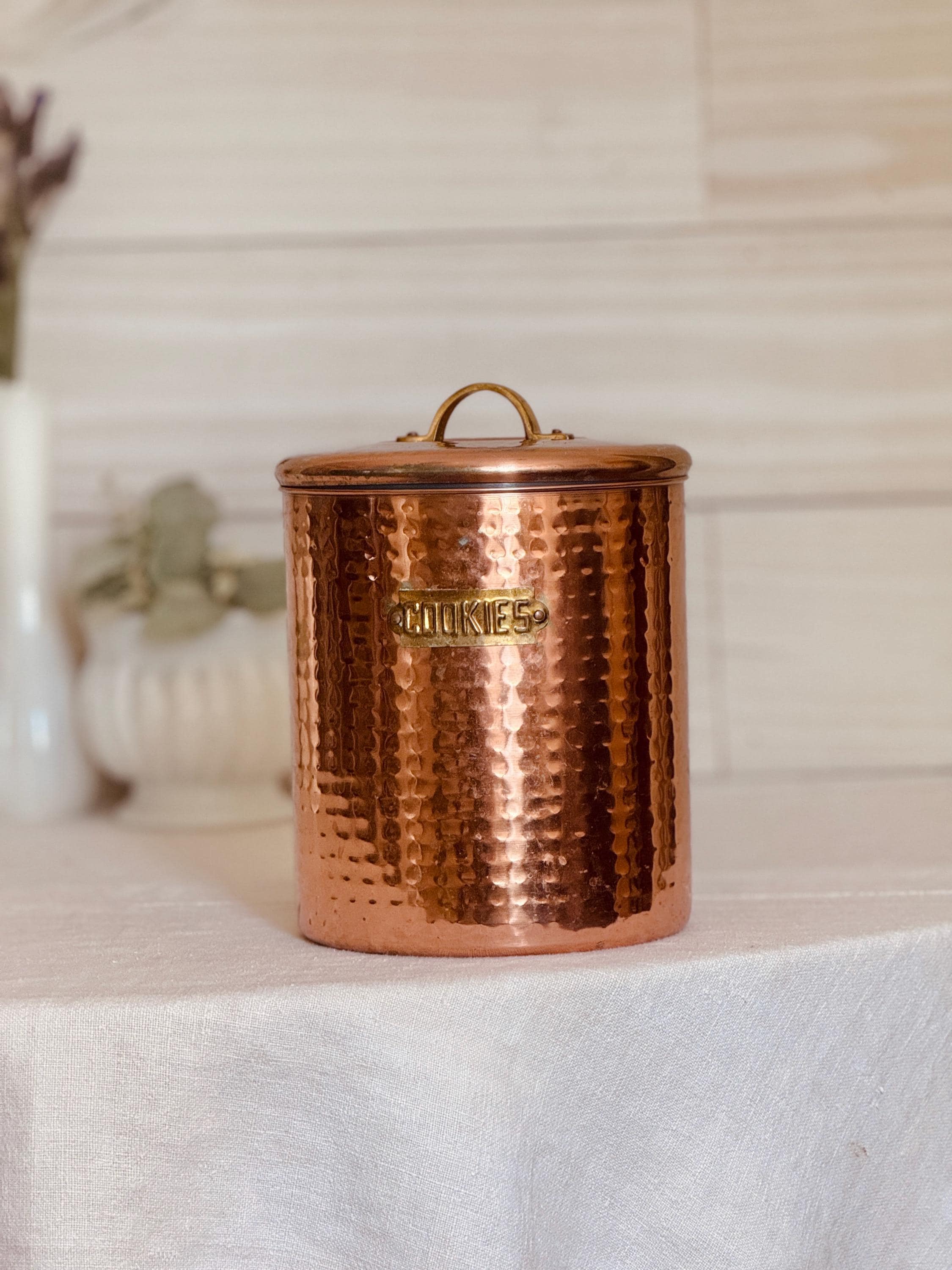 RARE ODI Copper Cookies Canister, Hammered Antique Copper Cookie