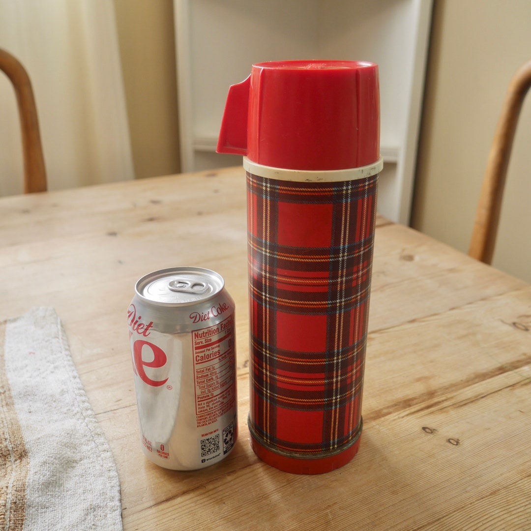 Red & Green Tartan Plaid Thermos Glass Ornament