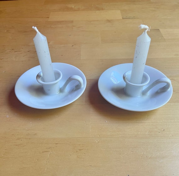 Vintage Ceramic Candle Holders White Finger Candle Holders Etsy