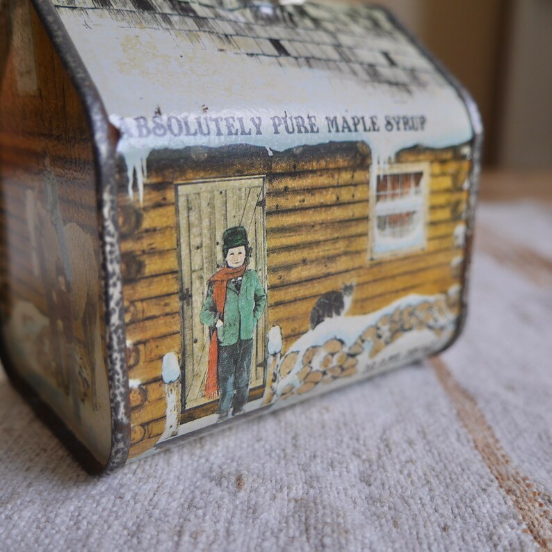 Vintage Maple Syrup Tin Log Cabin 1984 New England Container Etsy