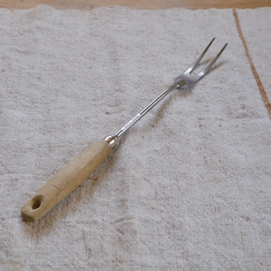 Vintage EKCO USA Serving Fork: Stainless Steel with Wood Handle