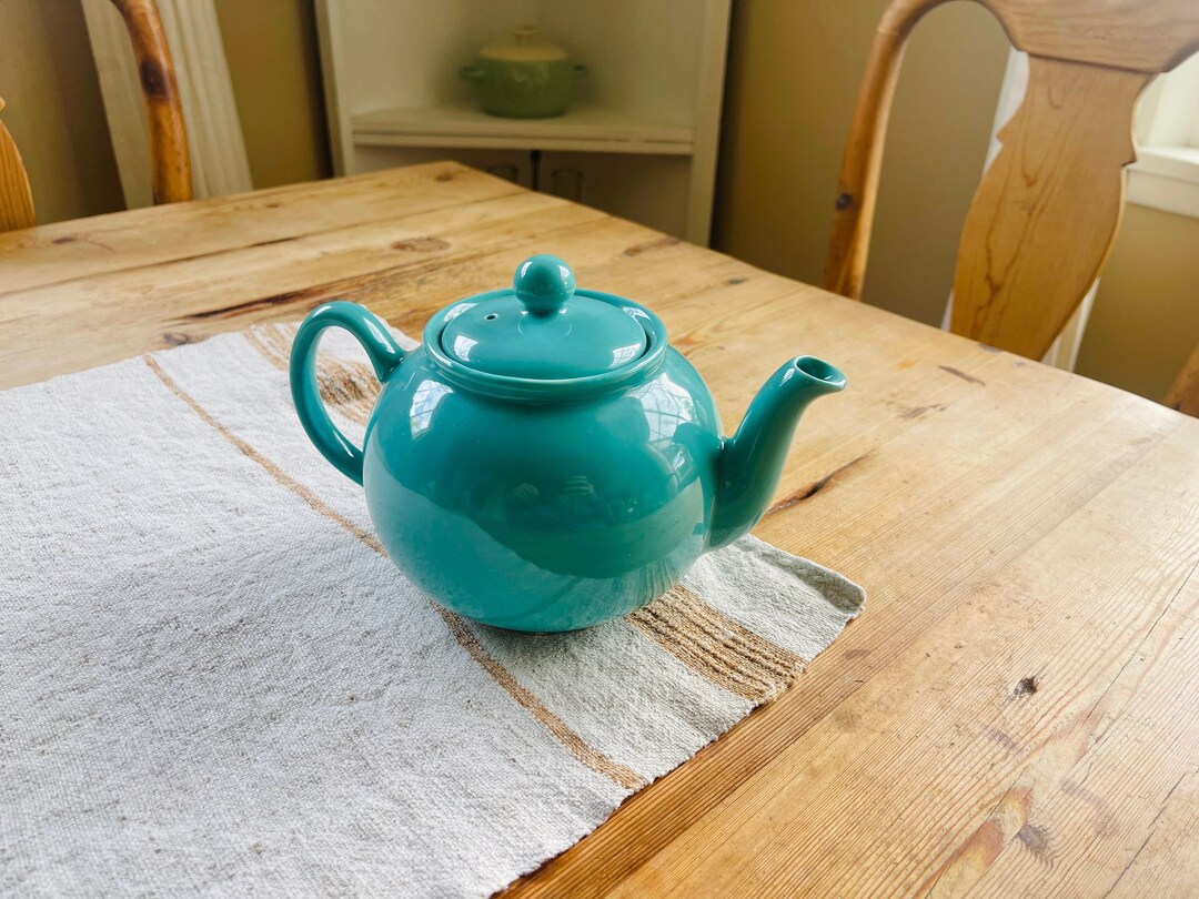 Vintage Aqua Blue Pristine England Tea Pot, Pristine England Ceramic