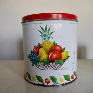 Vintage Decoware Kitchen Container Canister Metal Fruit Basket Design