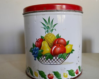 Vintage Decoware Kitchen Container Canister Metal Fruit Basket Design