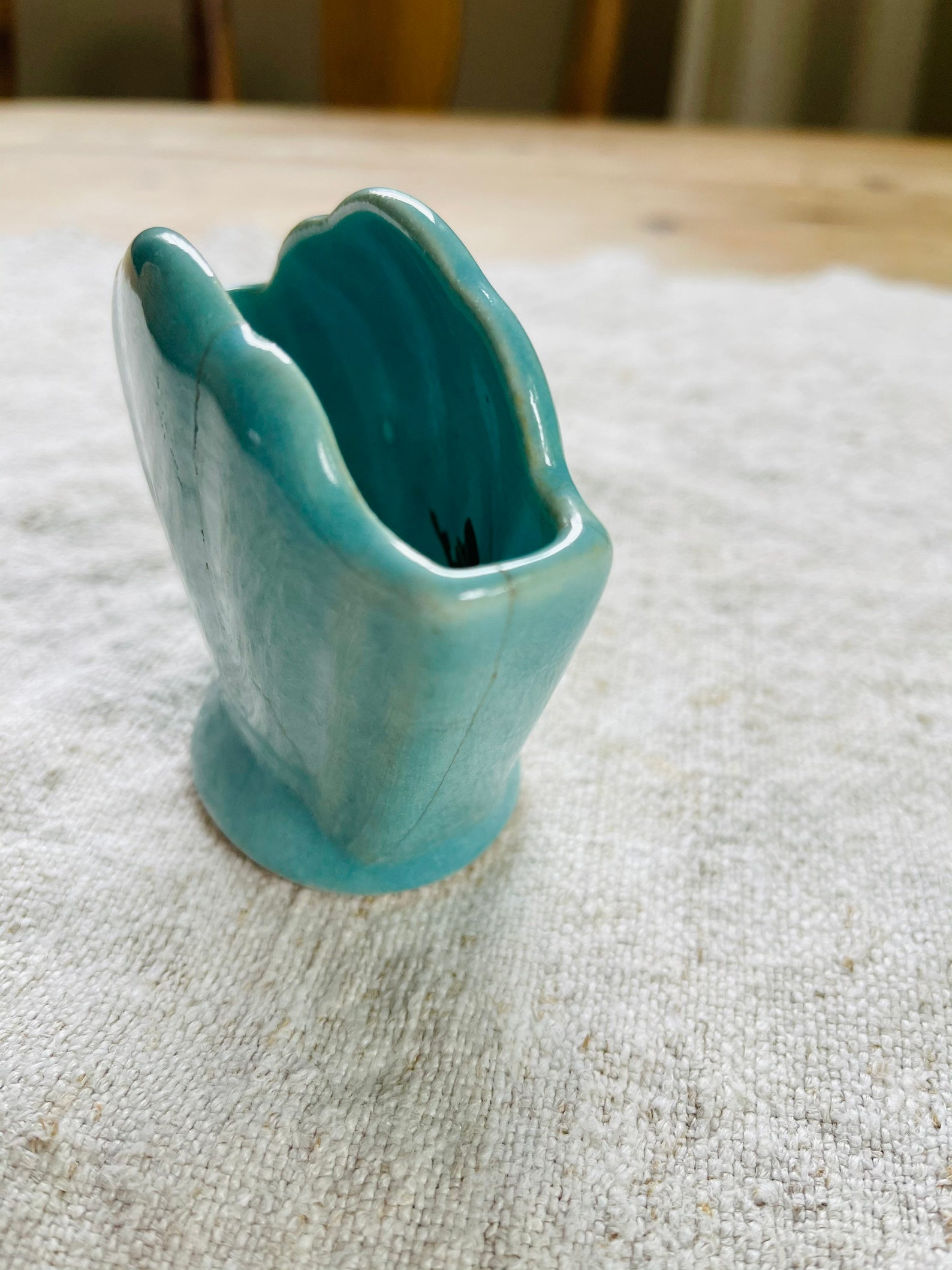 Vintage Winfield Pasadena Teal Blue Small Pottery Vase / Fan Etsy