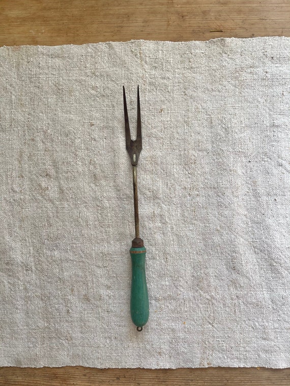 BOYE Vintage Serving Fork With Green Wood Handle / Green Wood Etsy