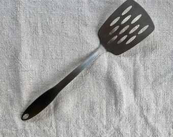 Vintage RARE EKCO FORGE Stainless Short Angled Slotted Spatula With Wood  Handle, 8 1/2 Ekco Forge Short Slotted Spatula 