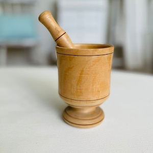 Vintage Primitive Wood Mortar and Pestle