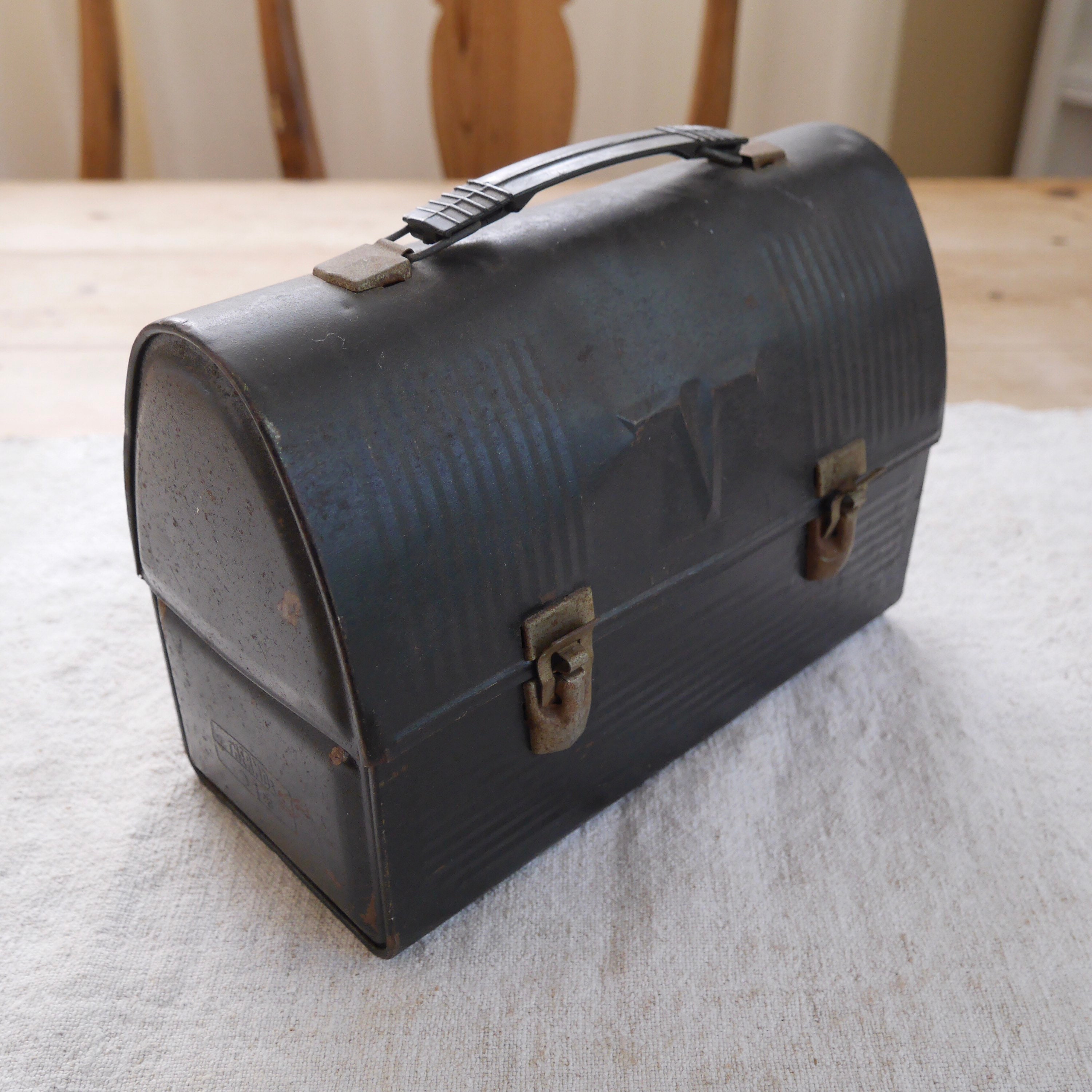 Antique Steel Lunch Box Pail Cork Sta-Rite Thermos Bottle Old Vintage  Collector