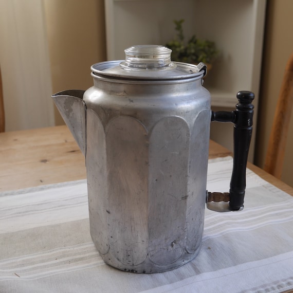 Pure Aluminum Great Northern MFG Co Coffee Pot Chicago, Vintage Large  Percolator 