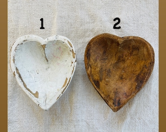 Heart Shaped Wood Bowl / Vintage Wooden Heart Bowl