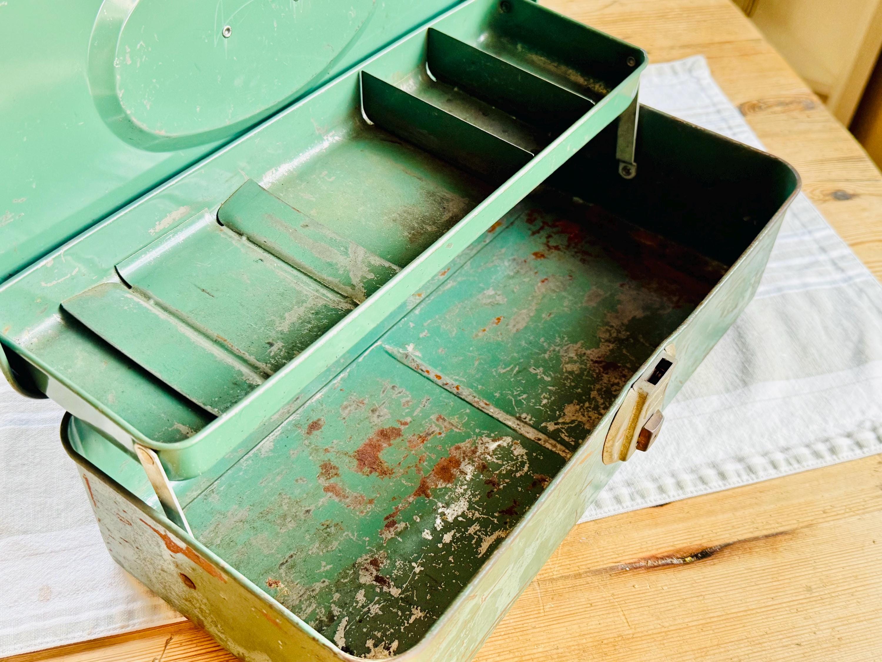 Vintage Union Steel Tool Box: Green Metal Tackle Box, USA Made - Etsy