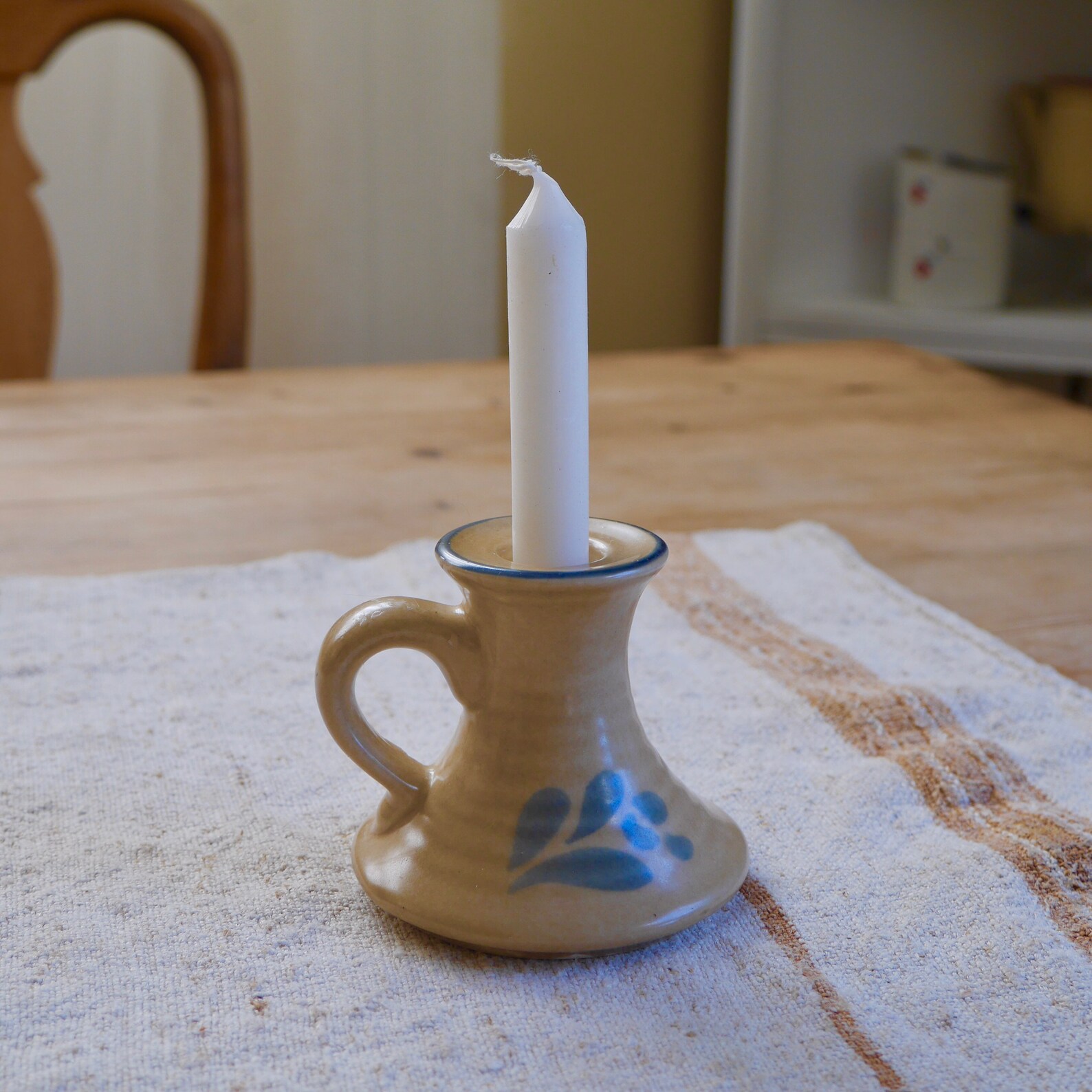 Vintage Hand Carved Pottery Finger Candle Stoneware Candles Etsy