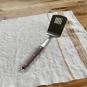 Authentic Rare ECKO FLINT USA Stainless Steel Spatula with Wood Handle / Ekco Slotted Spatula with Wood Handle