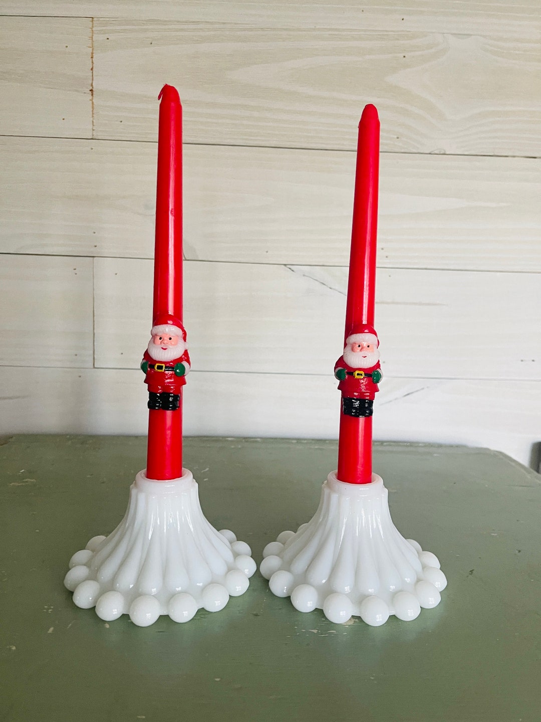 Vintage Santa Candles in Original Box, Taper Santa Candles 10