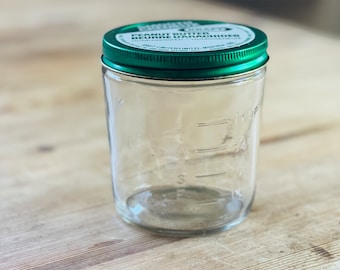 Vintage Kraft Peanut Butter Jar: Montreal Glass Jar with Green Lid