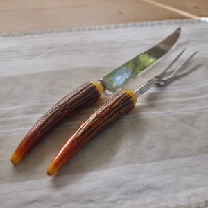 Vintage Crown Crest Carving Knife and Fork / Sheffield England Knife and Fork Set / Vintage Carving Fork and Knife