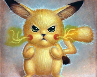 8x8 inch Furry Pikachu archival print