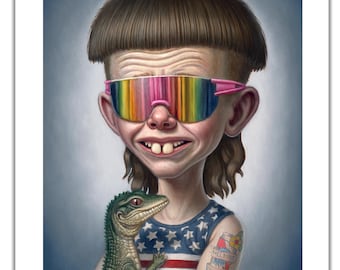 Colorful Caleb with Caiman 11" x 14" fine art print